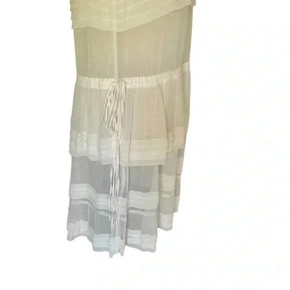 Club Monaco Ayto Sheer Tiered White Mini Dress Women Size 2 - Picture 6 of 7